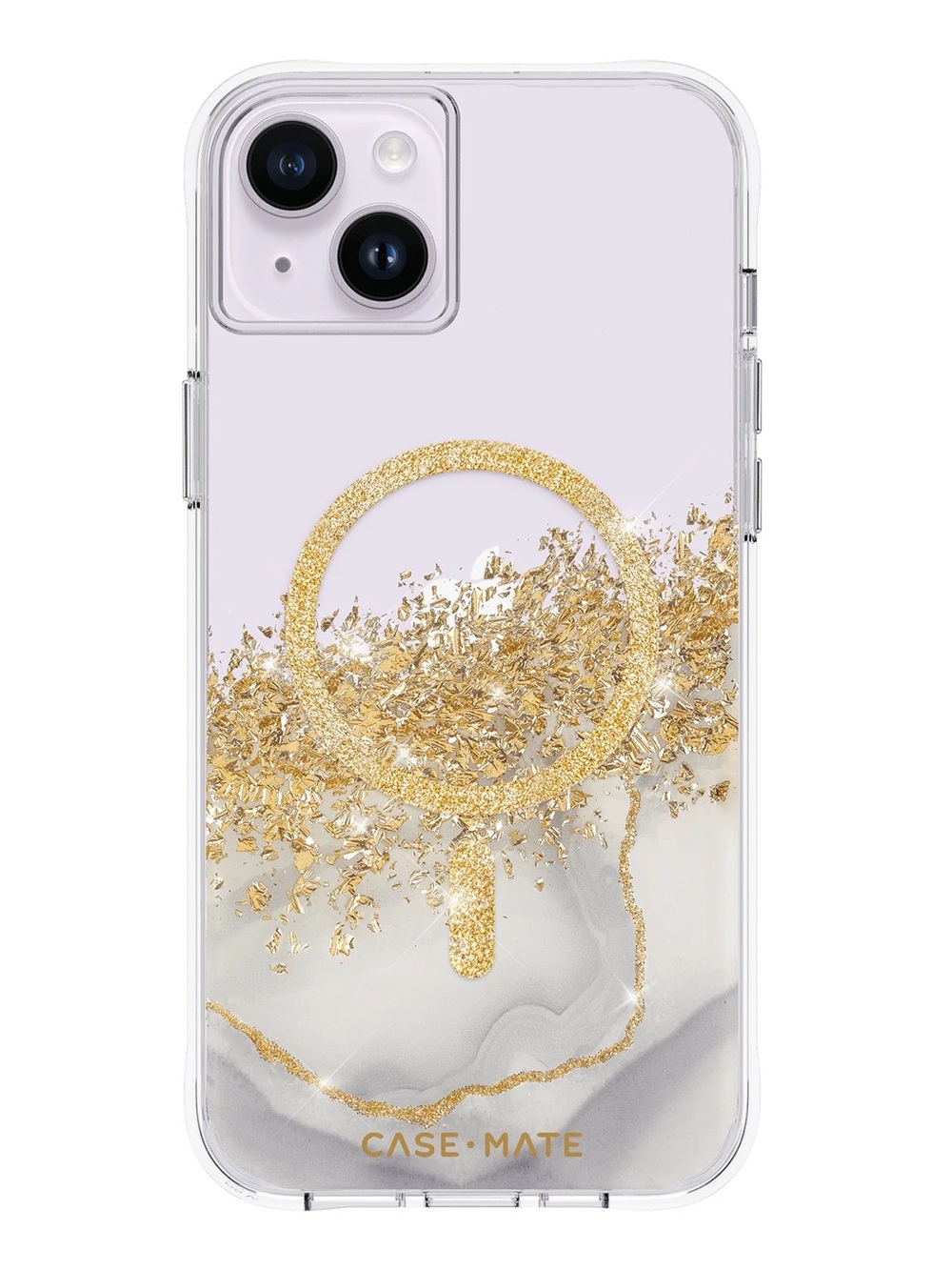 CASE-MATE Clear iPhone 13s Case with Gold Glitter + MagSafe